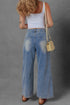 Retro Inspired Washed Pleated Detail High Waist Wide Leg Jeans